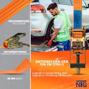 Produktbild für Spanngurt NTG für Autotransporte, mit Spitzhaken und Ratsche