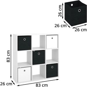 Produktbild für Bücherregal Vicco Hylda, weiß, mit 5 Faltboxen