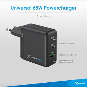 Produktbild für USB-Ladegerät XLayer 219588 GaN, 65 Watt