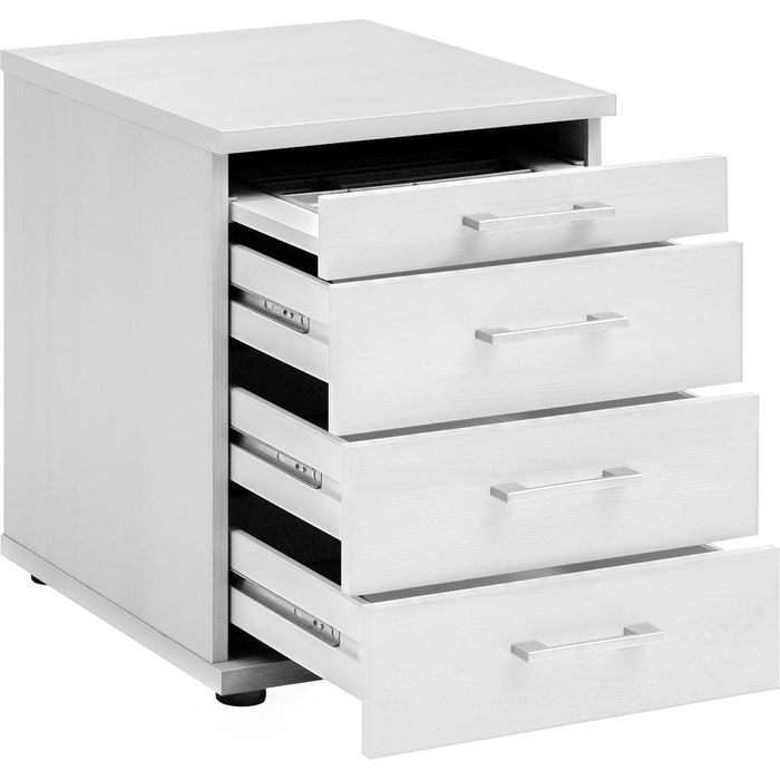 Möbelpartner Standcontainer Serie 200, weiß, aus Holz, mit 4 Schubladen