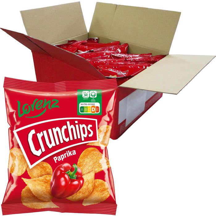 Lorenz Chips Böttcher Crunchips 25g, 20 je Paprika, Kartoffelchips, – AG Tüten