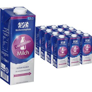 Weihenstephan Milch laktosefreie H-Milch 3,5% Fett, je 1 Liter, 12 Stück