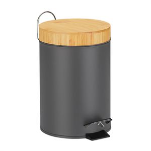 Produktbild für Mülleimer Relaxdays Bambus, grau