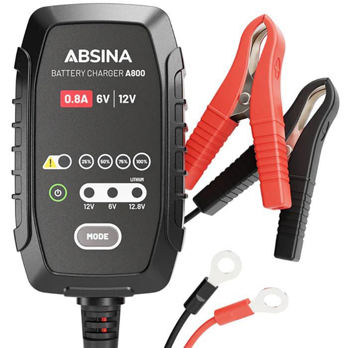 Absina Autobatterie-Ladegerät A800, 6 V /12 V, 0,8 A – Böttcher AG