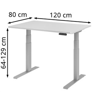 Produktbild für Schreibtisch Hammerbacher XDKB 12, lichtgrau / silber
