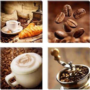 Wandbild visario Kaffee, 4-teilig