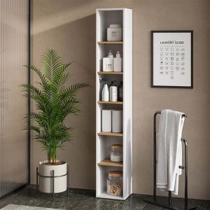 Produktbild für Badregal Vicco Viktor Hochregal, Holz, weiß / artisan eiche