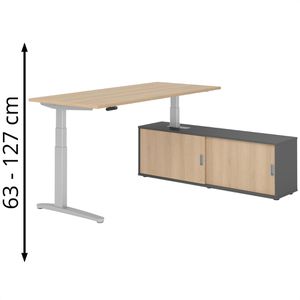 Produktbild für Schreibtisch Hammerbacher XDSM, 29719, eiche, mit Sidebaord