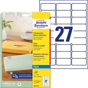 Adressetiketten Zweckform J4721-25, transparent