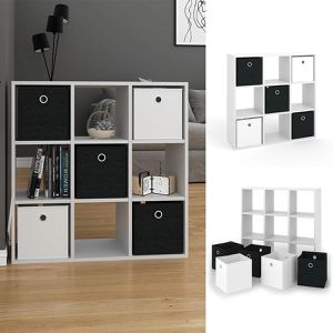 Produktbild für Bücherregal Vicco Hylda, weiß, mit 5 Faltboxen