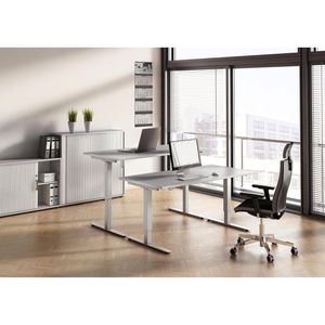 Produktbild für Schreibtisch Hammerbacher XMST 16, lichtgrau / silber