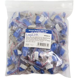 Produktbild für Modularstecker LogiLink MP0014, blaue Tülle, Cat.5e, RJ45