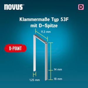 Produktbild für Tackerklammern Novus-Tools 53F/14D, D-Spitze, 14mm
