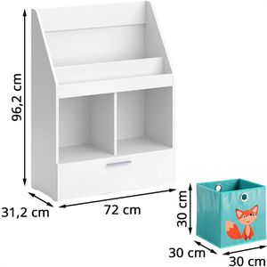 Produktbild für Bücherregal Vicco Luigi, weiß, mit 2 Faltboxen