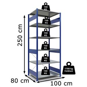 Produktbild für Schwerlastregal Schulte 12581-B, 6 Metallböden