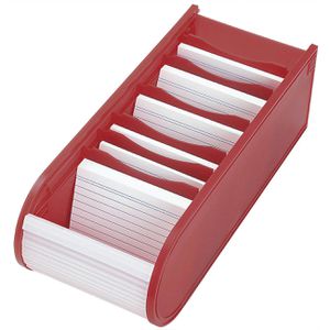 Wedo Karteikasten 2508002, A8, Kunststoff, rot, Lernkartei für 500 Karten