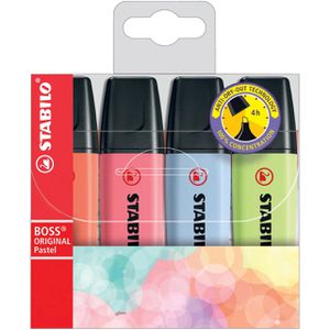 Produktbild für Textmarker Stabilo Boss Original Pastel, 4 Stück
