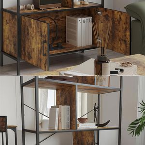 Produktbild für Bücherregal Vicco Fyrk, schwarz / dunkelbraun