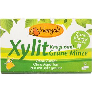 Birkengold Kaugummis Xylit Kaugummi Grüne Minze, 12 Dragees