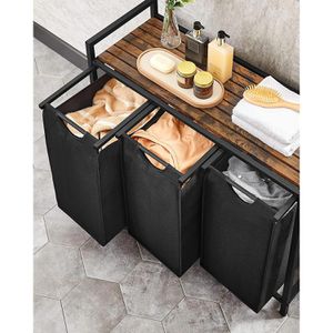 Produktbild für Wäschekorb Vasagle BLH301B01, schwarz, 3 Fächer