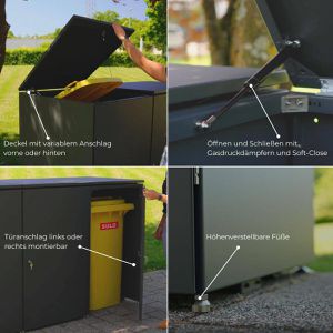 Produktbild für Mülltonnenbox Metzler MTB25C-AN-2X, Metall