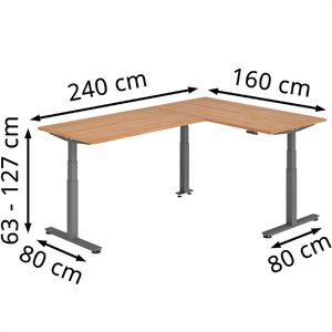 Produktbild für Schreibtisch Hammerbacher XDSMW, nussbaum / graphit