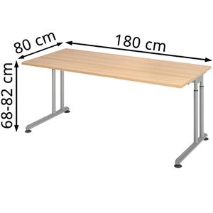 Produktbild für Schreibtisch Hammerbacher Z-Serie, eiche / silber