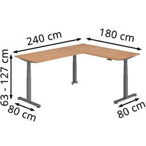 Produktbild für Schreibtisch Hammerbacher XDSMW, nussbaum / graphit