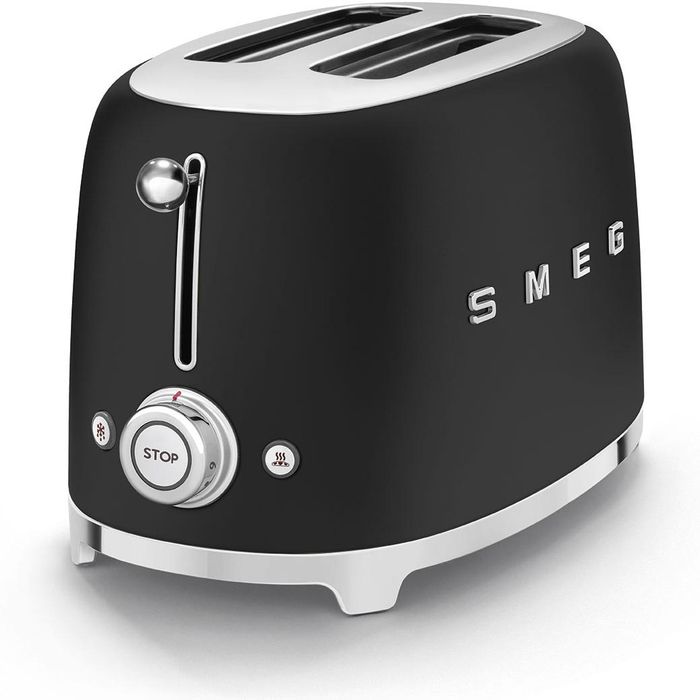 Smeg Toaster TSF01BLMEU 50er AG 950 – Style, Watt, 2 Böttcher Edelstahl, Retro Scheiben, mattschwarz