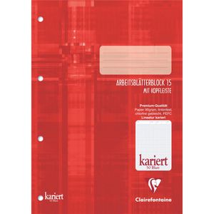 Produktbild für Arbeitsblock Clairefontaine 82615C 15, A4, kariert
