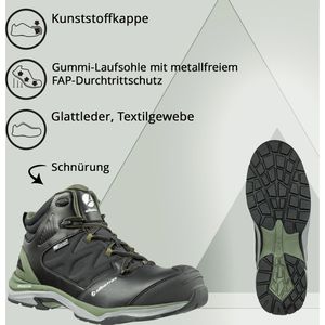 Albatros Sicherheitsschuhe Ultratrail CTX Stiefel, – Herren, AG Echt 44 Leder, Böttcher Mid S3, schwarz, HRO, ESD