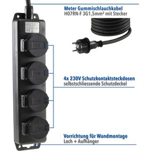 Produktbild für Steckdosenleiste ChiliTec 24004, mit 5m Kabel