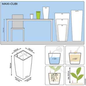 Produktbild für Übertopf Lechuza MAXI-CUBI, anthrazit metallic, 14 x 26 x 14cm