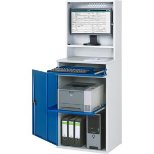 Produktbild für Computerschrank Rau Modell 65, lichtgrau / blau