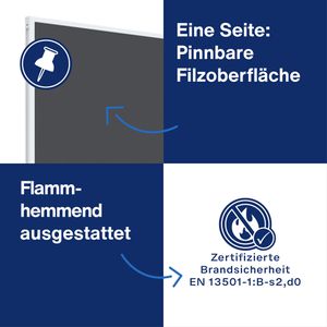 Produktbild für Tischtrennwand Magnetoplan VarioPin, 1108001, grau