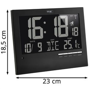 Produktbild für Wanduhr TFA 60.4508, Kunststoff, beleuchtet, digital, Funkuhr