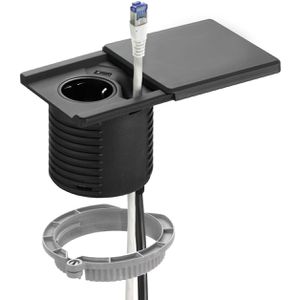 Produktbild für Einbausteckdose EVOline Square80, schwarz, mit 3 m Kabel