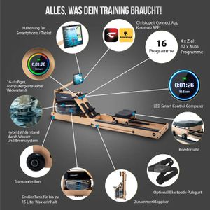 Produktbild für Rudergerät Christopeit WP 5000, Holzrahmen, bis 150 kg
