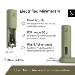 Produktbild für Gewürzmühle LARS-NYSØM Spaending Sage Green mit Licht, 19,1 cm