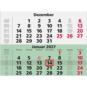 Produktbild für 3-Monatskalender Zettler 956, Recycling, mit Ferienübersicht