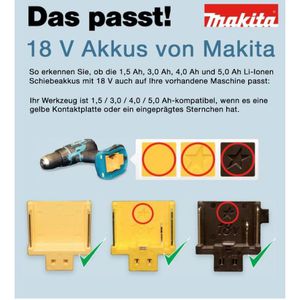 Produktbild für Werkzeugakku Makita BL1815N, 196235