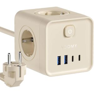 Produktbild für Steckdosenwürfel Voomy Power Cube S7, mit Schalter, beige