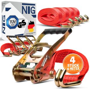 Produktbild für Spanngurt NTG rot, mit Haken &amp; Ratsche