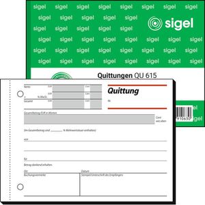 Produktbild für Quittungsblock Sigel QU615, fälschungssicher, MwSt. separat