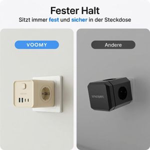 Produktbild für Steckdosenwürfel Voomy Split X7, mit Schalter, beige