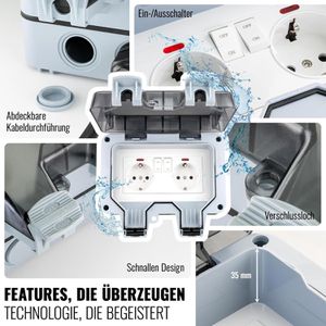 Produktbild für Steckdose Poppstar IP66, Aufputz