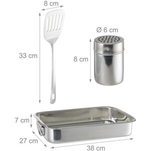 Produktbild für Auflaufform Relaxdays 10024735, Set, silber, aus Edelstahl