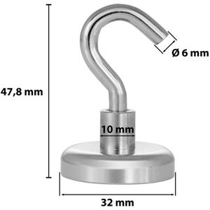 Produktbild für Hakenmagnet Poppstar 1010768, Neodym, extra stark
