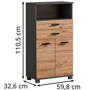 Produktbild für Badschrank Schildmeyer Palermo 157647, 4 Füße, eiche/anthrazit
