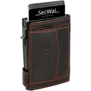 Produktbild für Kreditkartenetui SecWal Echt Leder, schwarz/rot, für 10 Karten